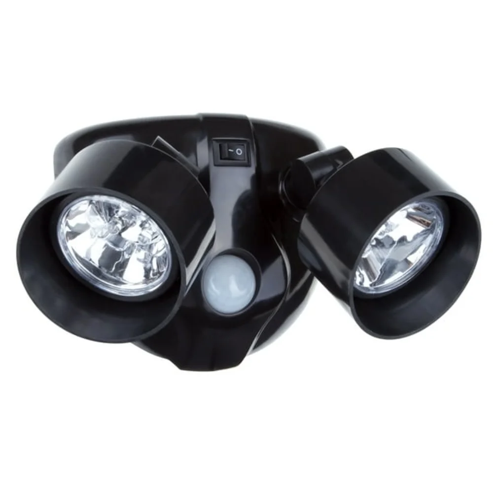 Dual Head Black Motion Sensor Security Battery Powered Light